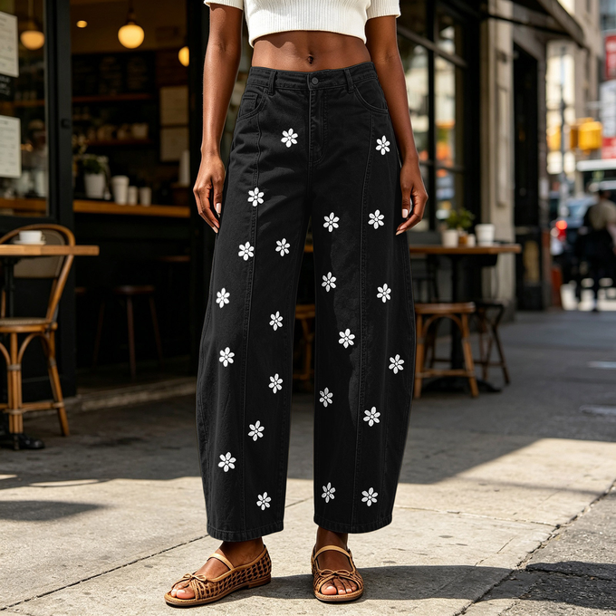 女士标码_牛仔阔腿长裤(ZC05)_斜纹布200g