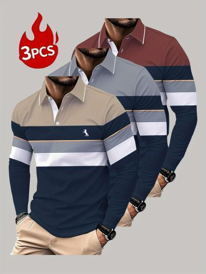 男士标码_【3件套】长袖polo衫_珠地布180g