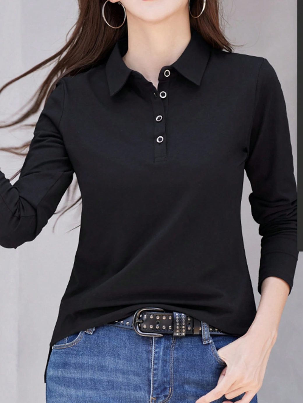 183女士标码polo衫4粒扣直贡尼180克