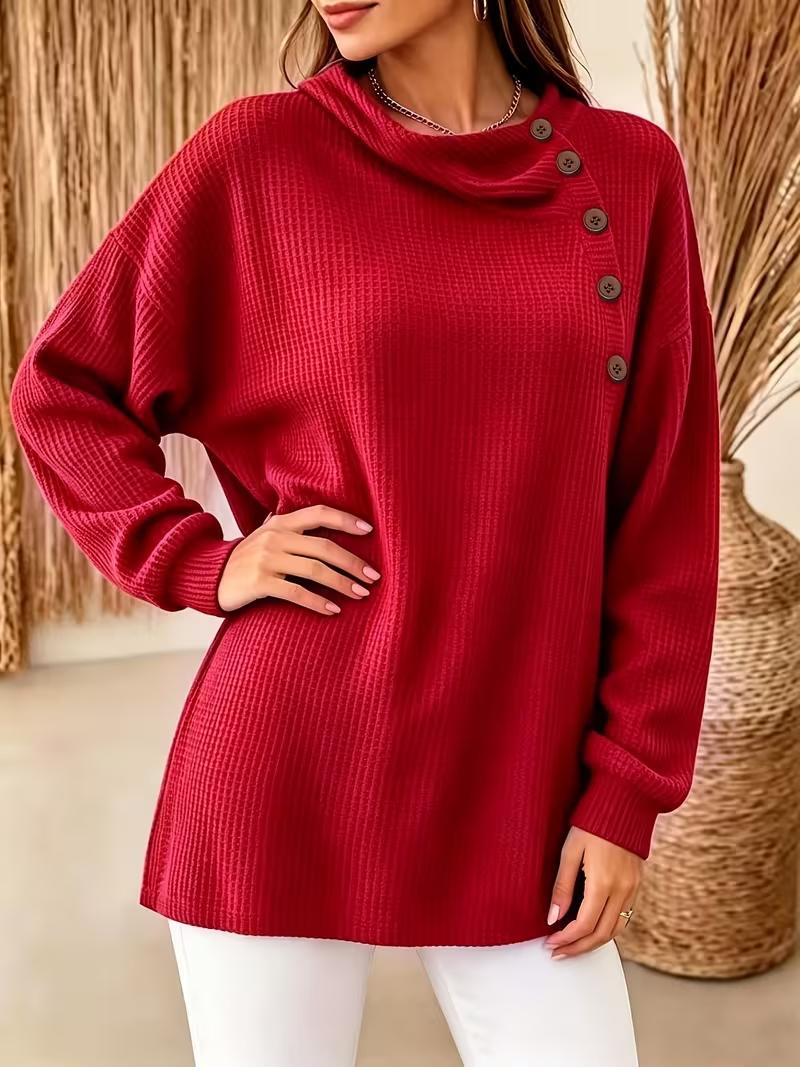 206女士荡领5粒扣毛衣华夫格230