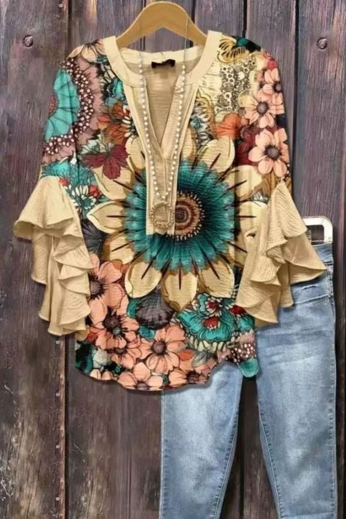 140G弹力洗水邹159_V领花边袖大标S_5XL