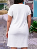 y2140g牛奶丝女士大码v领短袖短裙
