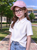 女童2粒扣长袖POLO衫_160针眼